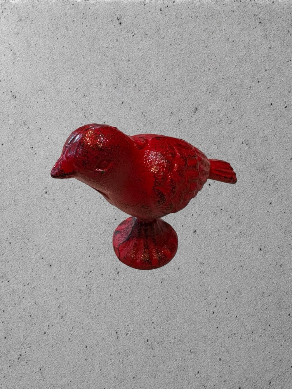 🪵 Red Cast Iron Bird Figurine